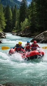 White Water Rafting Adventure Through Lush Forest